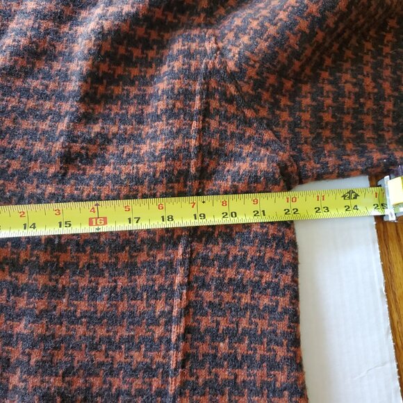 David Brooks 100% Lamb Wool Orange Brown Houndstooth Cardigan XL - Picture 15 of 15